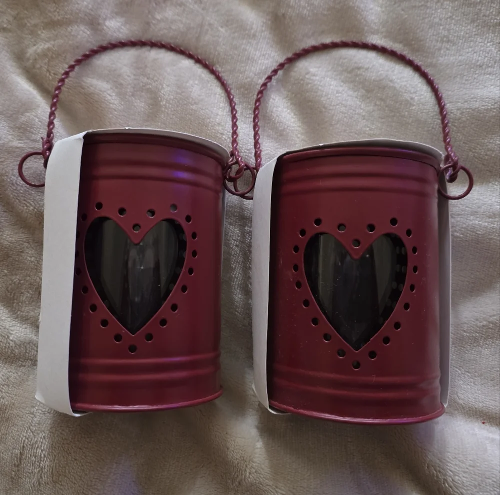 IKEA Burgundy Heart Candle Holder Lanterns